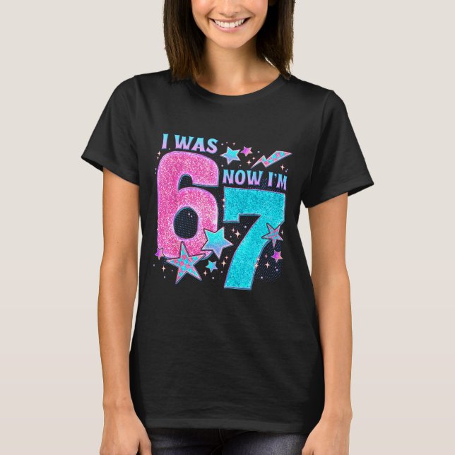 T-shirt J'avais 6 ans maintenant j'ai 7 ans Six Sept Drôle (Devant)