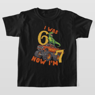 T-shirt J'avais 6 ans maintenant j'ai 7 ans T-rex Monster 