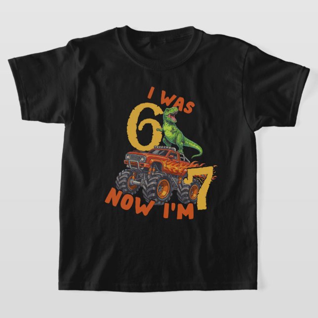 T-shirt J'avais 6 ans maintenant j'ai 7 ans T-rex Monster  (Poser)
