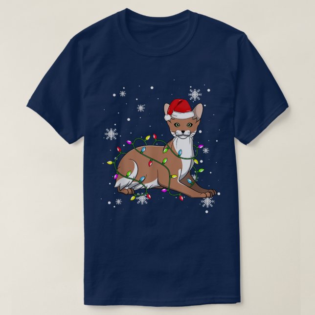 T-shirt Javanais Flammes de Noël Chat de Noël Père Noël (Design devant)