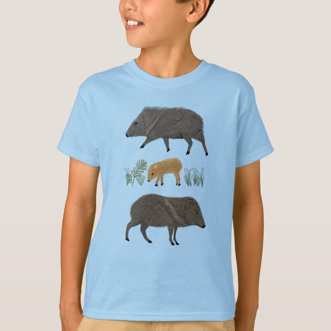 T-shirt Javelina Family Portrait Animaux du désert (Devant)