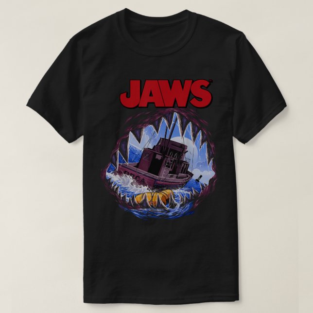 T-shirt Jaws Bouche Vue Orca Poster Style (Design devant)