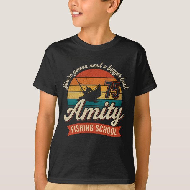 T-Shirt JAWS École de pêche d'Amity Island vous êt (Devant)