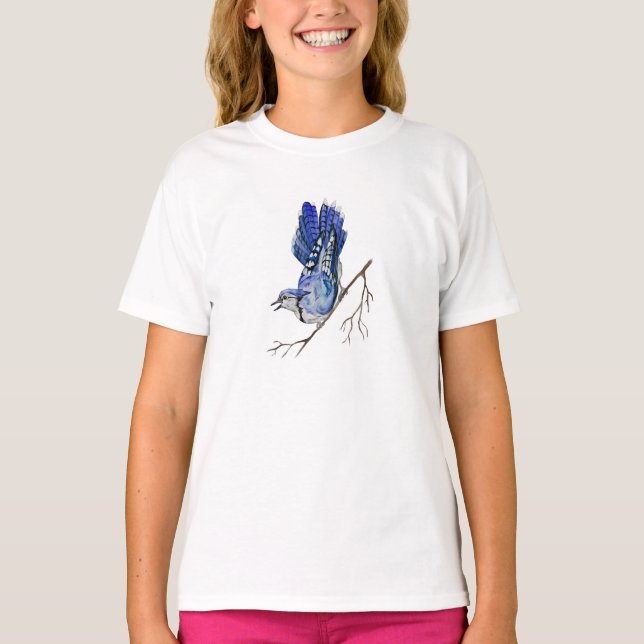 T-shirt Jay bleu d'oiseau de la forêt (Devant)