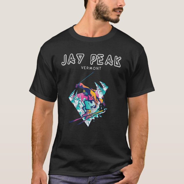 T-shirt Jay Peak Vermont Retro Skier (Devant)