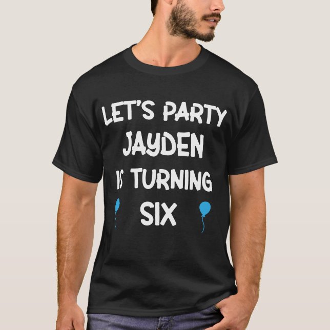 T-shirt Jayden sixième anniversaire avec le nom garçon de  (Devant)