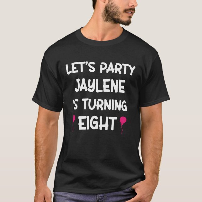 T-shirt Jaylene huitième anniversaire avec nom fille de 8  (Devant)