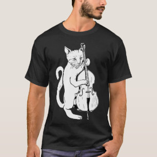 T-shirt Jazz Cat Jouer droit Bass Cool Musicien
