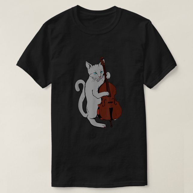 T-shirt Jazz Cat Jouer Housseline Cool de basse droit 3 (Design devant)