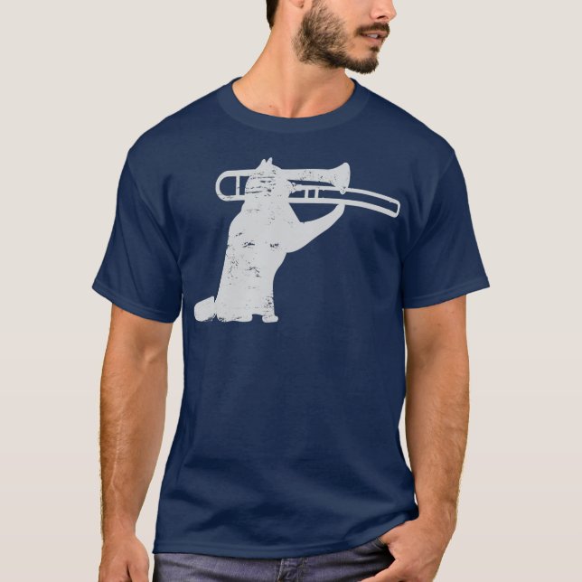 T-shirt Jazz Cat Jouer Trombone Pour Les Joueurs De Laitie (Devant)