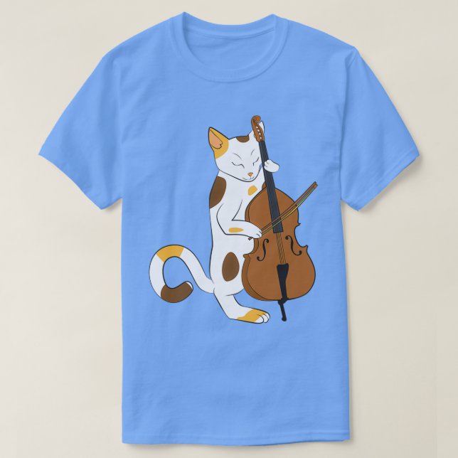 T-shirt Jazz chat joue debout basse musicien cadeau (Design devant)
