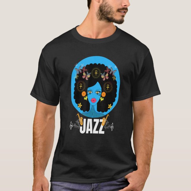 T-shirt Jazz Classy Womens African Head Wrap Black Pride (Devant)