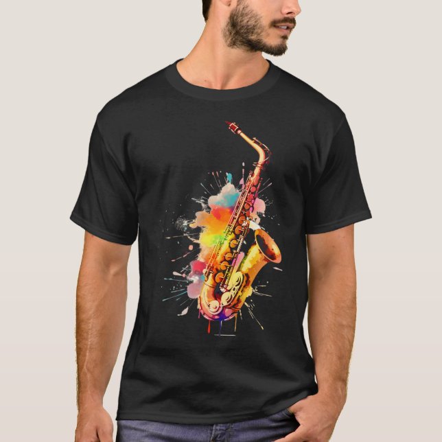 T-shirt Jazz coloré Saxophone Player (Devant)