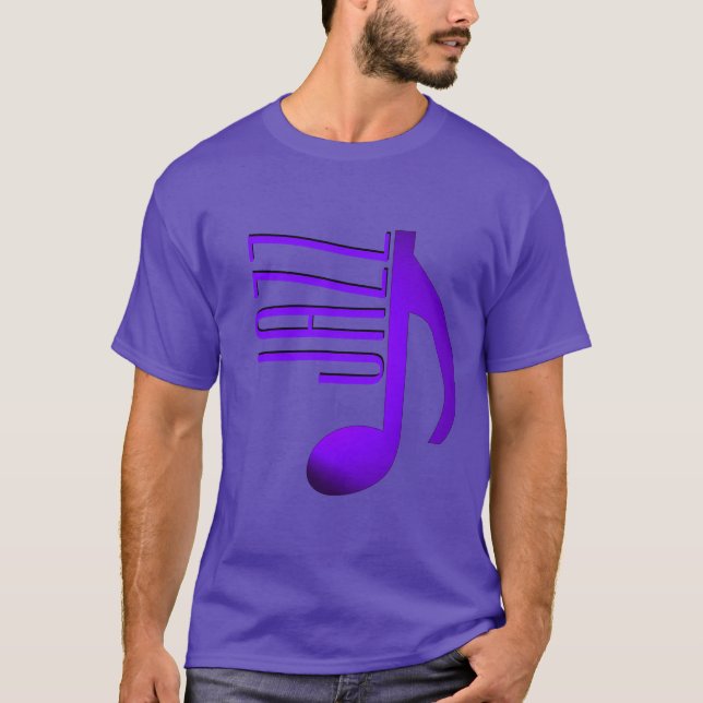 T-shirt Jazz Elegant Purple Blue Music Note Police Skinny (Devant)
