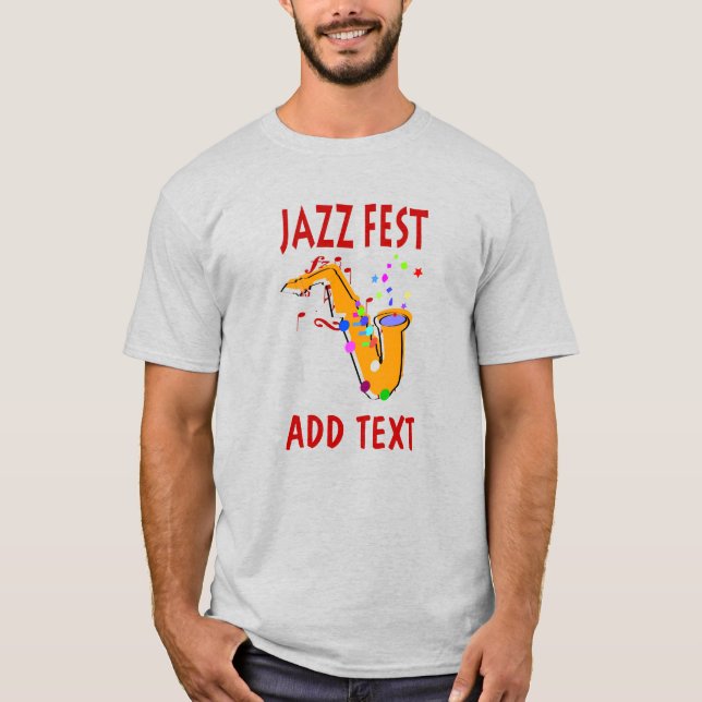 T-shirt Jazz Fest Sax, ajoutez le nom (Devant)