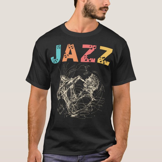 T-shirt Jazz Music Saxophone Concert Trumpet Piano Orchest (Devant)