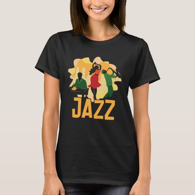 T-shirt Jazz Musician Orchestra Saxophone Piano Trombone P (Devant)