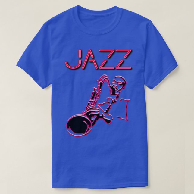 T-shirt Jazz Neon signe avec Sax Player (Design devant)