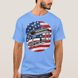 T-shirt Jazz Organ USA Drapeau Organisateur Musicien 4 jui