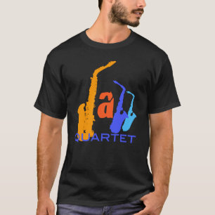 T-shirt Jazz Quartet Saxophones Lettres Tee