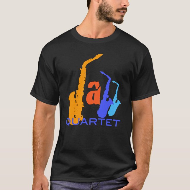 T-shirt Jazz Quartet Saxophones Lettres Tee (Devant)
