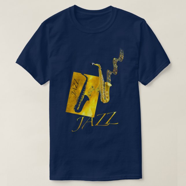 T-shirt Jazz Sax Saxophone Gold (Design devant)
