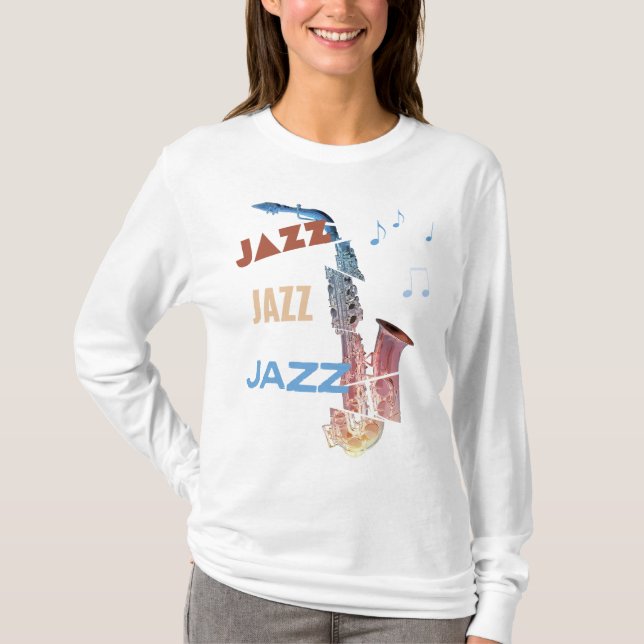 T-shirt Jazz Saxophone Art moderne (Devant)