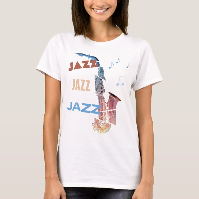 T-shirt Jazz Saxophone Art moderne (Devant)