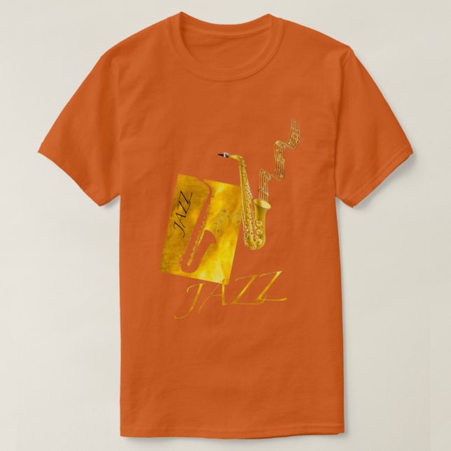 T-shirt Jazz Saxophonistes Cadeau Gold Sax Notes musicales (Design devant)