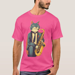 T-shirt Jazz Sur Trumpet Saxophone Player Musicien Retro J
