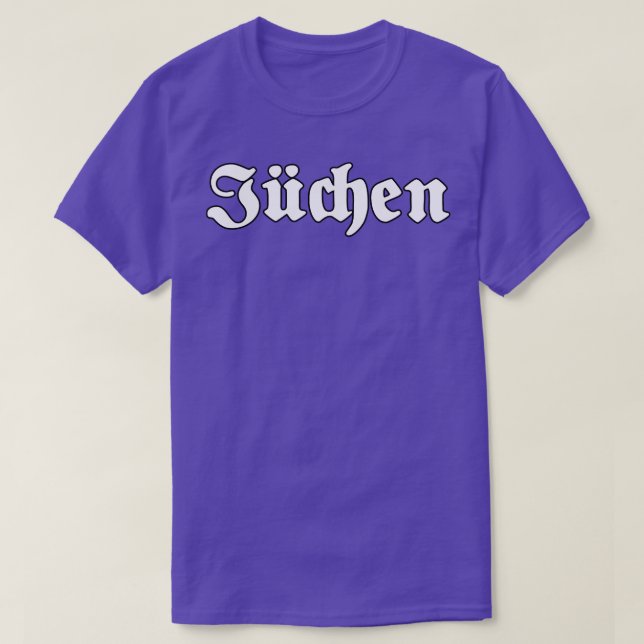 T-shirt Jchen écrit avec une police gothique (Design devant)
