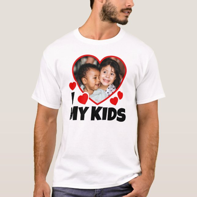 T-shirt J'Coeur Mes Enfants Photo Personnalisée (Devant)