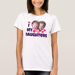 T-shirt J'Coeur Mes Filles Photo Personnalisée Rose