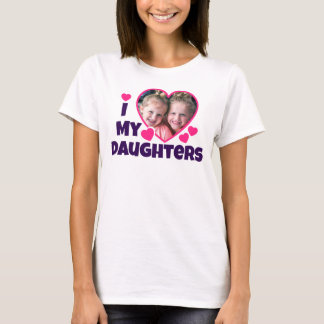 T-shirt J'Coeur Mes Filles Photo Personnalisée Rose