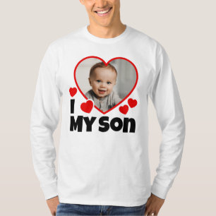 T-shirt J'Coeur Mon Fils Photo Personnalisée Long Manche