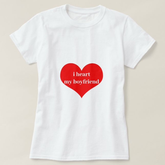 T-shirt J'Coeur Mon Petit-Ami Aimer Romantique Rouge Coeur (Design devant)