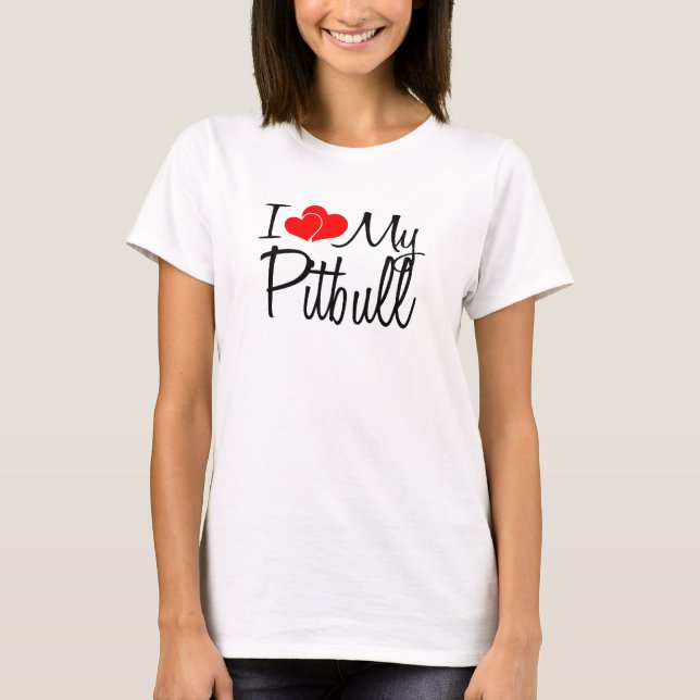 T-shirt J'Coeur Mon Pitbull Chien (Devant)