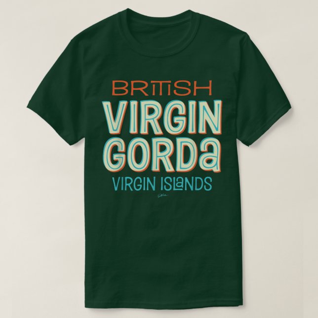 T-shirt JCombs Virgin Gorda, BVI, Retro, Plage  (Design devant)