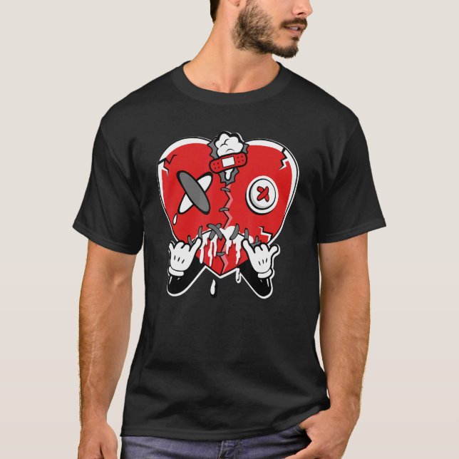 T-shirt JD 4 Red Thunder Cœur qui pleure  Red Thunder 4s M (Devant)