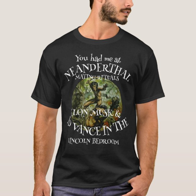 T-SHIRT JD VANCE ELON MUSK RITUELS D'ACCOUPLEMENT NEANDERT (Devant)