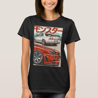 T-shirt JDM Skyline R32 Réglage de voiture Japon Rising Su