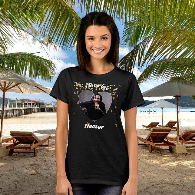 T-shirt Je aime mon petit ami photo de coeur nom (Créateur téléchargé)