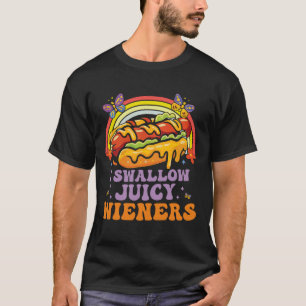 T-shirt Je Avale Wiener Juteux Humour Adulte Drôle Hotdog