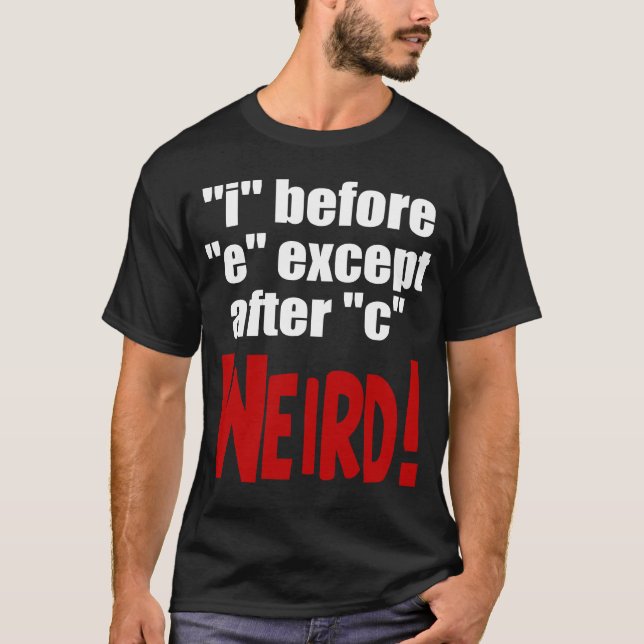 T-shirt "je" avant anglais drôle de "e" - (Devant)