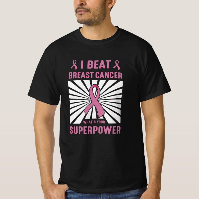 T-shirt Je bat le cancer du sein Survivant Superpower Prid (Devant)