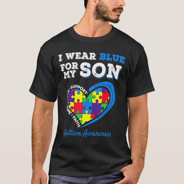 T-shirt Je Bleu Fils Pour Sensibilisation sur l'autisme Je (Devant)