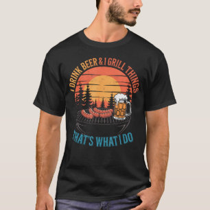 T-shirt Je Bois De La Bière Grill Choses Drôle Rétro Bbq B