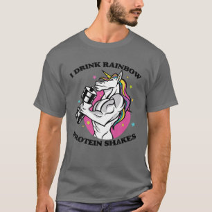 T-shirt Je bois des shakes de protéine arc-en-ciel - Gymna