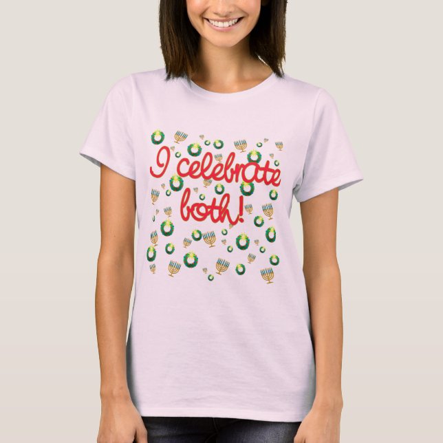 T-shirt Je célèbre Noël et Hanoukka (Devant)