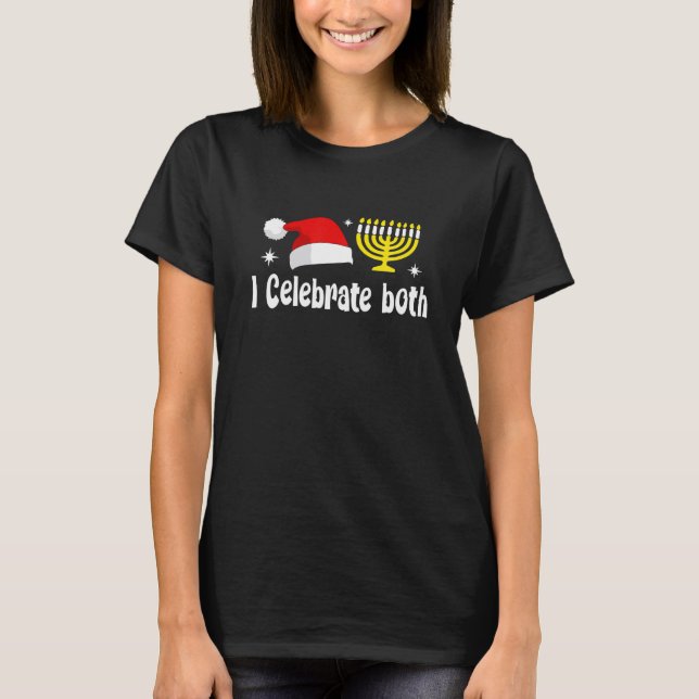 T-shirt Je célèbre Noël Hanoukka Menorah Père Noël (Devant)